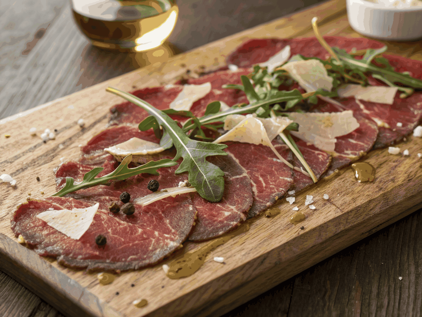 Beef carpaccio with black truffles