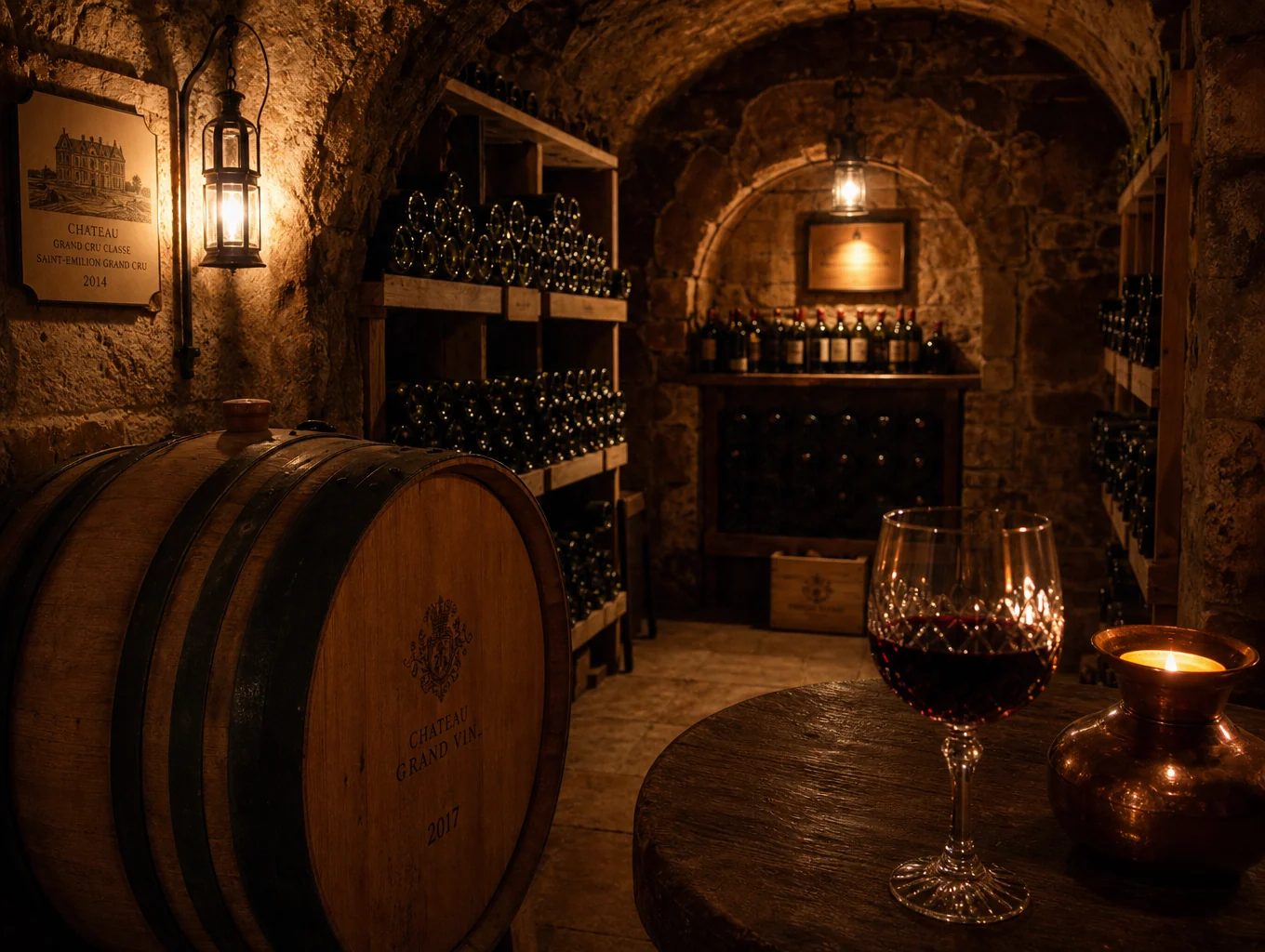 Private stone wine cellar set for an intimate group dinner